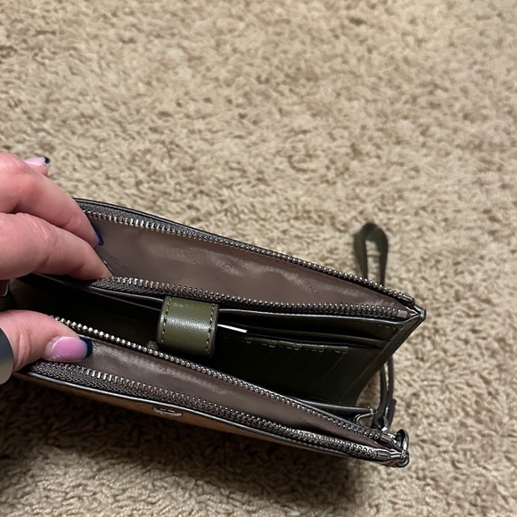 Michael Kors Gold and Tan Logo Wristlet